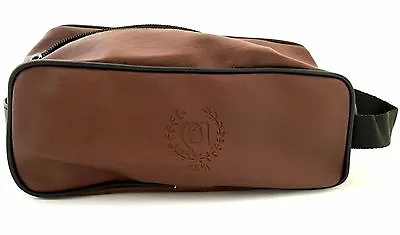 Men's Shaving Toiletry Travel Bag Case Pouch Synthetic Leather Brown Color • $12.99