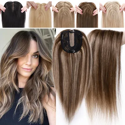 Thick Base 100% Real Remy Human Hair Topper For Women Clip In Wiglet Hairpiece A • $54.86