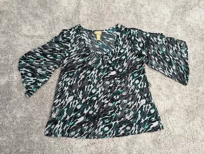 Miss Tina By Tina Knowles Tunic Top Womens 1X Cold Shoulder Green PLUS Size • $8.86