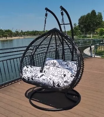 Rattan Egg Chair Swing Outdoor Garden Patio Hanging Wicker Hammock Pod Chair • £499.99