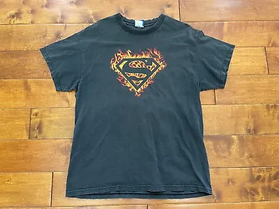Vintage 1990's DC Comics Superman Flame T-Shirt - SIZE LARGE - FADED • $8