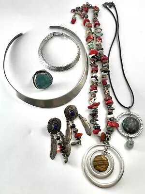 Vintage Sterling Silver Native American-Style Jewelry Lot Southwest Designs • $125