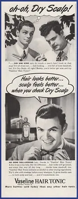 Vintage 1948 VASELINE Hair Tonic Dandruff Care Salon Ephemera 40's Print Ad • $9.95