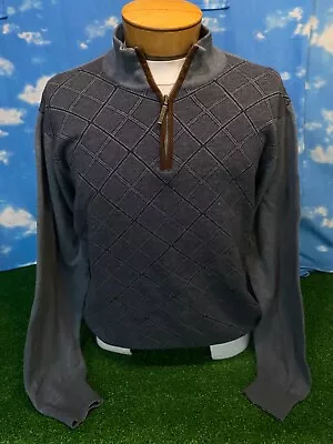 Geoffrey Beene Sweater Sweatshirt Polo Golf Turtle Neck Gray Large L  39 S9 • $14.56