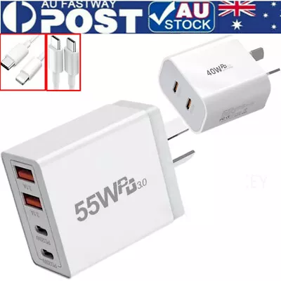 55W 40W 2/4 Port USB-C PD Fast Charging Wall Charger Power Adapter Type-C Brick • $15.95