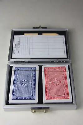 Vintage Playing Cards In Metal & Leather Case Travel Playing Card Set • $14.99