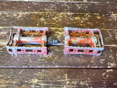 1980s MKS BMX-7 Pedals 9/16  Red FOR PARTS Old School BMX DB Haro GT Mongoose • $29.95