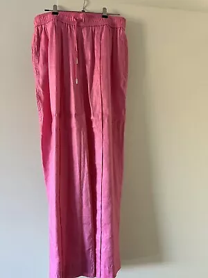 Country Road 10 Pink Linen Silk Wide Leg Pants • $40