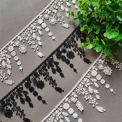 1Yd Tassel Embroidery Floral Cotton Lace Trim Ribbon Wedding Fabric Sewing Craft • £4.08