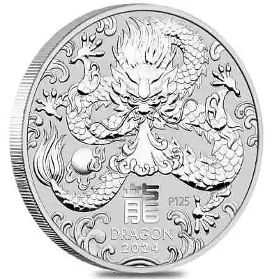 2024 2 Oz Silver Lunar Dragon BU Australian Perth Mint • $78.18