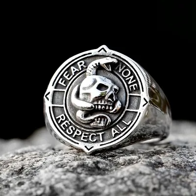 Stainless Steel Snake Skull Men Ring Celtic Knot Nordic Punk Biker Viking Amulet • $11.99