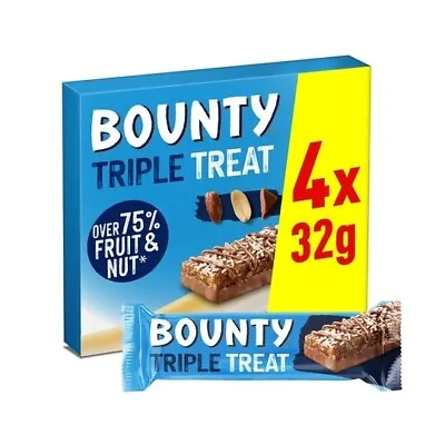 £4.99 • Buy Bounty Triple Treat Fruit & Nut Chocolate Bars, Healthy Snacks 4 X 32G