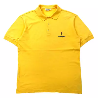 YVES SAINT LAURENT Italian Made Vintage YSL Logo Embroidery Polo Shirt L Yellow • $64