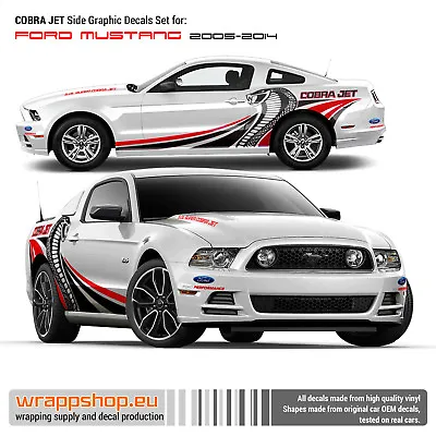 COBRA JET Side Graphic Decals Set For Ford Mustang 2005 - 2014 In Red/Black • $336