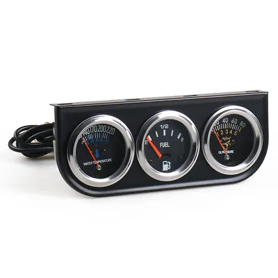 2  52mm 3in1 Car Triple Gauge Kit Oil Pressure Water Temp Fuel Level Gauge Meter • $31.49