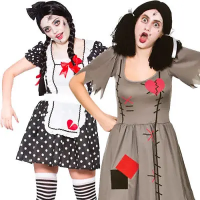£11.99 • Buy Freaky Doll Ladies Fancy Dress Broken Voodoo Dolly Adults Halloween Costumes 