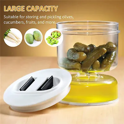 Pickle Container Jar With Strainer Separation Pickle Olive Hourglass Jar R3K2 • $9.59