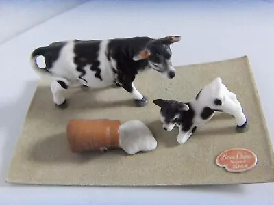 Vtg Miniature Bone China Figurines Mama Cow & Calf W/Spilled Milk Napco JAPAN • $14.95