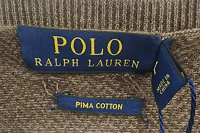 POLO RALPH LAUREN Sweater V-Neck Sz Large  FLAW: Small Pinhole In Back • $19.99