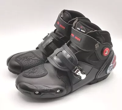 SPEED BIKERS 43 Motorcycle Racing Boots Men's Size US 9.5 Black Riding Tribe • $54.25