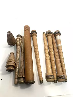 Wood Bobbins Spools Industrial Style 3 -9.75   Wooden Quills Mixed Lot-10 • $20