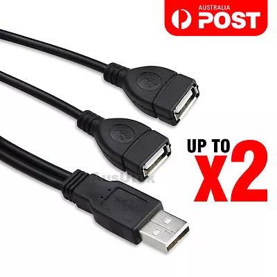 $5.45 • Buy Double USB Extension Male To Female Y Cable Cord Power Adapter Splitter