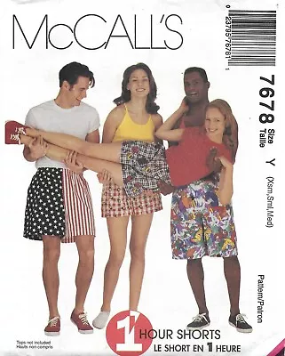 McCall's 7678 UNISEX One-Hour Shorts Sz XS-M UNCUT Sewing Pattern Retro 90s • $6.95