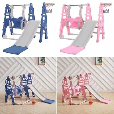 £79.95 • Buy 3in1 Kids Slide & Swing Set Outdoor Indoor Children Garden Climber Basket Ball