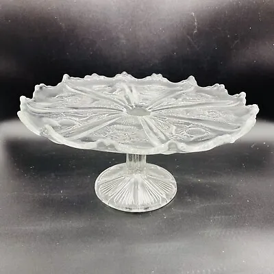 EAPG Vintage Clear Pressed Glass Scots Thistle Pattern Cake Stand 1915 • $18.47