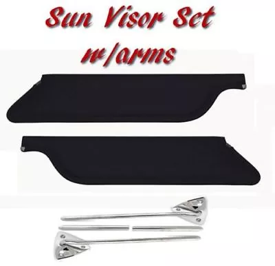 Sun Visor & Bracket/Rod Set Black 1965 1966 Mustang Models Left And Right Side • $112.21