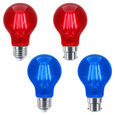 Vintage 6W LED GLS Light Bulb RED BLUE Antique Style A60 Coloured Lamp E27 B22 • £5.99