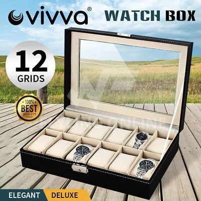 VIVVA 12 Grids Leather Watch Jewelry Display Storage Holder Case Box Organizer • $22.37