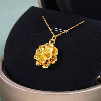 1pcs Real Pure 24k Yellow Gold Pendant For Women 3D Big Flower 5G Pendant/0.7-1g • $218.20