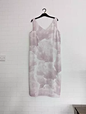 Libra Dress Size 14 Pink White Chiffon Wedding Guest Party • £14.99