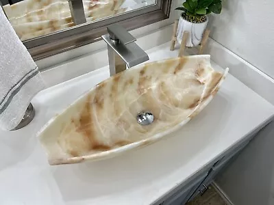 Onyx Stone Sink / Bathroom Vessel Sink / Vanity Sink / Natural Stone Sink • $599