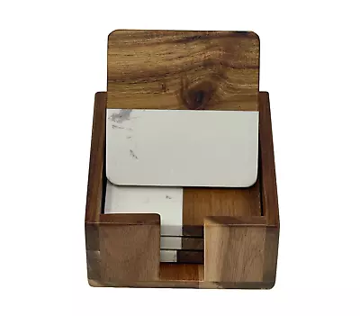 Marble Wood Coasters With Holder Drink Coasters Gift Set Whiskey Coaster Gifts • $24.99