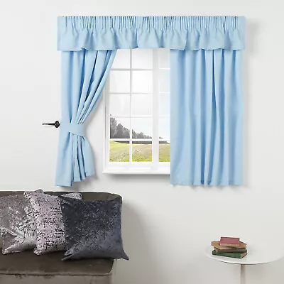 Ready Made Lined Pencil Pleat Caravan Curtains-full Set Inc. Tie Backs & Valance • £43.95