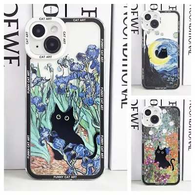 Funny Cat Monet Van Gogh Art Phone Case Cover For IPhone 15 14 13 12 11 XS X 8 7 • $14.81