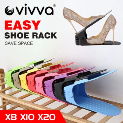 $14.77 • Buy 8/10/20X Easy Shoe Rack Display Case Adjustable Slots Organizer Holder Storage