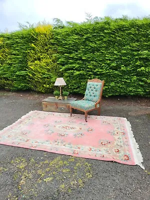 £275 • Buy Vintage Hand Carved Silk Wool Chinese Oriental Rug Carpet Pink DELIVERY AVAIL