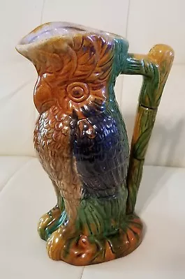 Vintage Majolica Parrot Cockatoo Pitcher Jug Collectible Barware Tiki Bar • $53.94