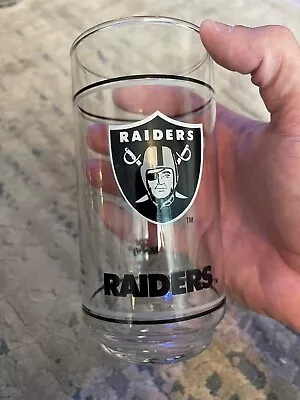 Raiders NFL 14oz Drinking Glass Tumbler Cup - Vintage Mobil Promo • $9.99