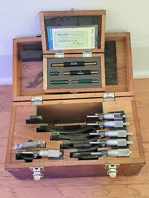 Vintage Mitutoyo 0 To 6   Range Mechanical Outside Micrometer Set With Box • $695