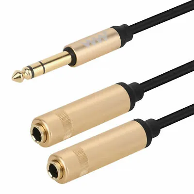 6.35mm 1/4  TRS Male Stereo Jack To 2 X 6.35mm TRS Female Splitter Cable 3m • £12.99