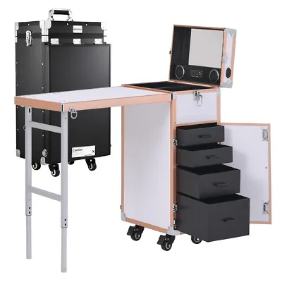 Foldable Artist Make Up Station Cosmetic Beauty Hairdresser Trolley Case Table • £279.95