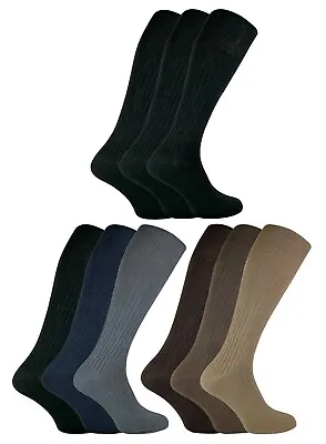 3 Pack Mens Thin Extra Long Knee High 100% Cotton Lightweight Ribbed Dress Socks • $17.99