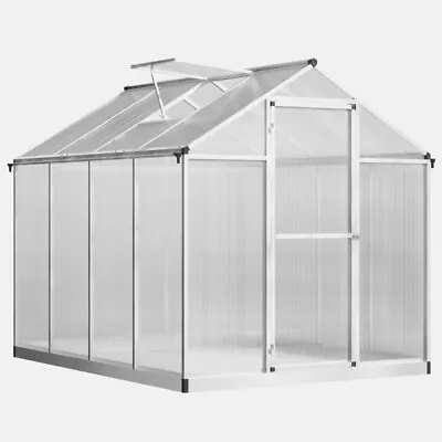 £259.94 • Buy Outsunny 8x6ft Aluminium Greenhouse With/ Door Window Galvanized Base PC Panel