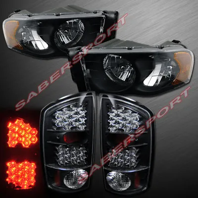 Set Of Black Headlights + LED Taillights For 02-05 Ram 1500 And 03-05 2500/3500 • $229.99