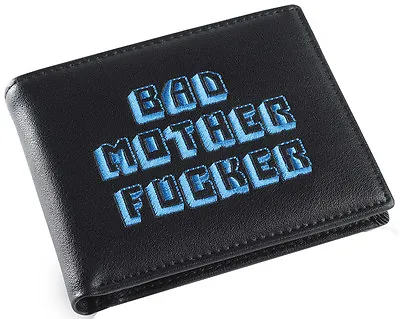 Black Blue Embroidered Bad Mother Fu**er Leather Wallet As Seen In Pulp Fiction • $26