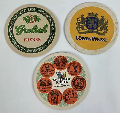 Vintage Lot Of 4 German Beer Coasters Grolsch Lowen Weisse • $9.68